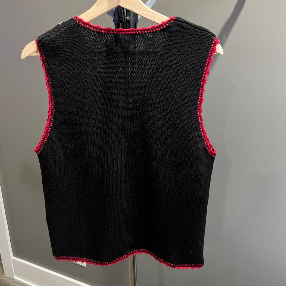 Vintage NutCracker Christmas Sweater Vest Women's Medium Black Ugly Snowman - Picture 8 of 9